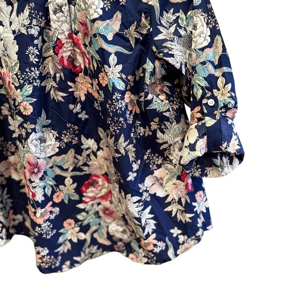 Charter Club Womens Relaxed Fit 14W 100% Cotton Flower Tropical Porint Shirt - Picture 7 of 11